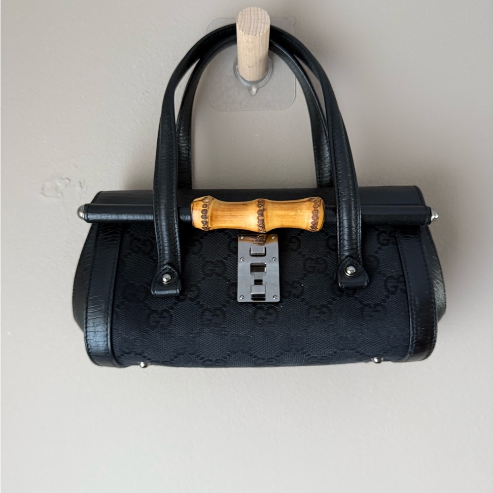 Gucci Monogram Bamboo Bullet Bag Black. Excellent condition